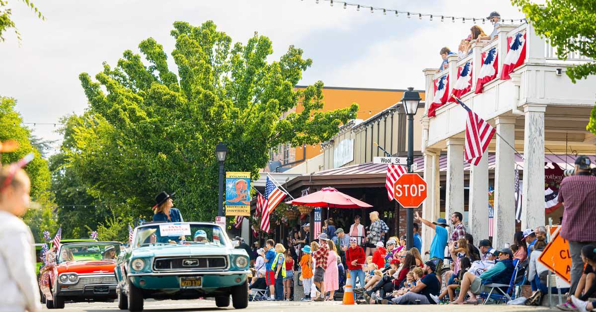 Fourth of July parade on Sutter Street in Historic Folsom, California
