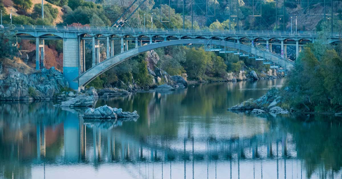 Rainbow Bridge over the American River in Folsom, California